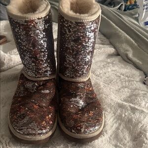 UGG Sequin Sparkle Winter Boots in Copper and Silver